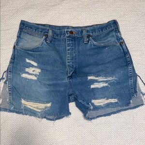 Wrangler Blue Distressed Jean Shorts